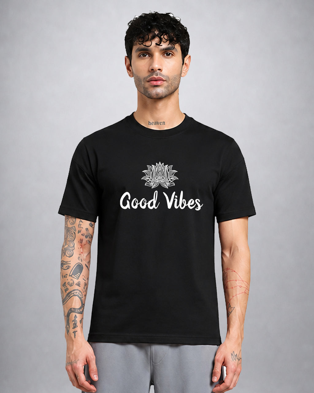 Good Vibes psychedelic trippy T-shirt regular fit with third-eye inspired artwork by Opium Valley