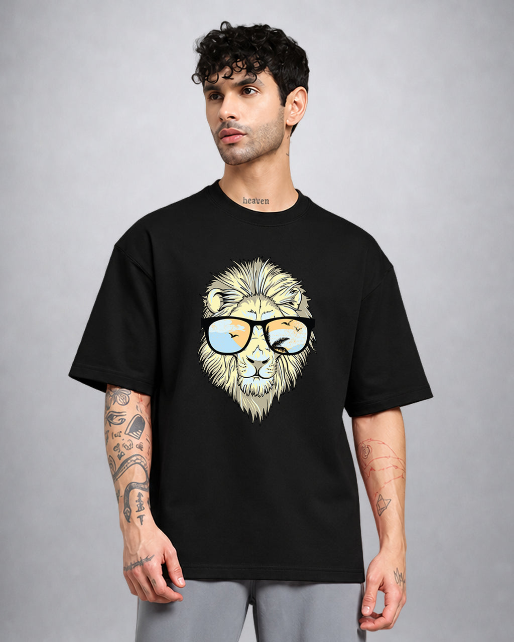 Leisure Lion psychedelic trippy t-shirt oversized fit with surreal lion streetwear design