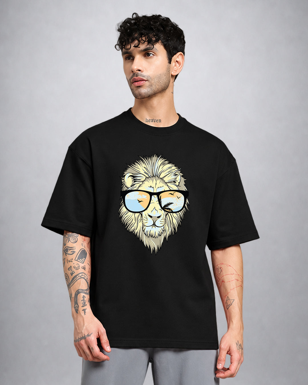 Leisure Lion psychedelic trippy t-shirt oversized fit with surreal lion streetwear design