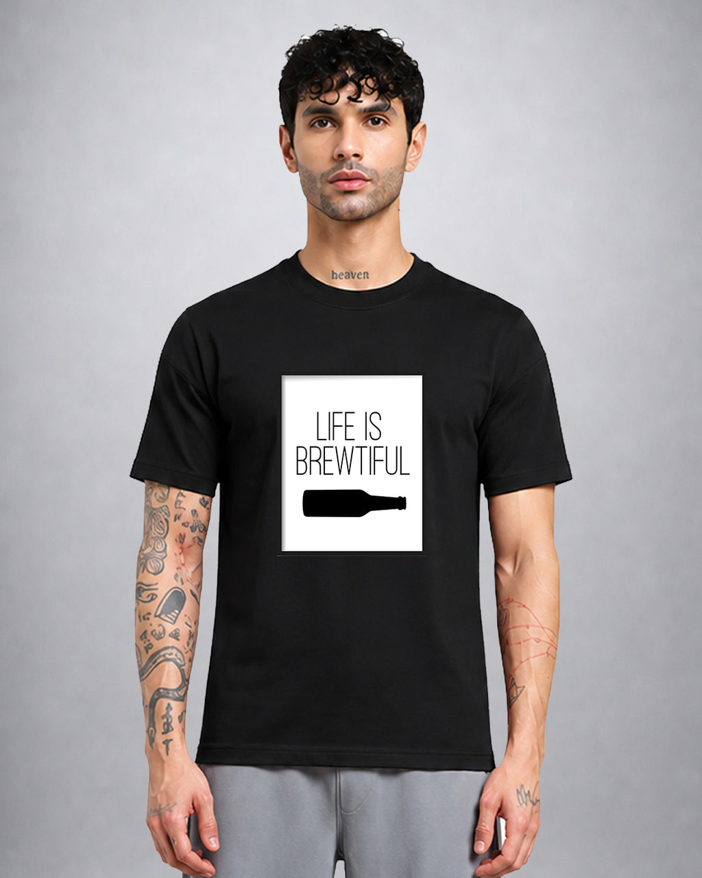 Life Is Brewtiful psychedelic T-shirt regular fit with surreal coffee graphic by Opium Valley