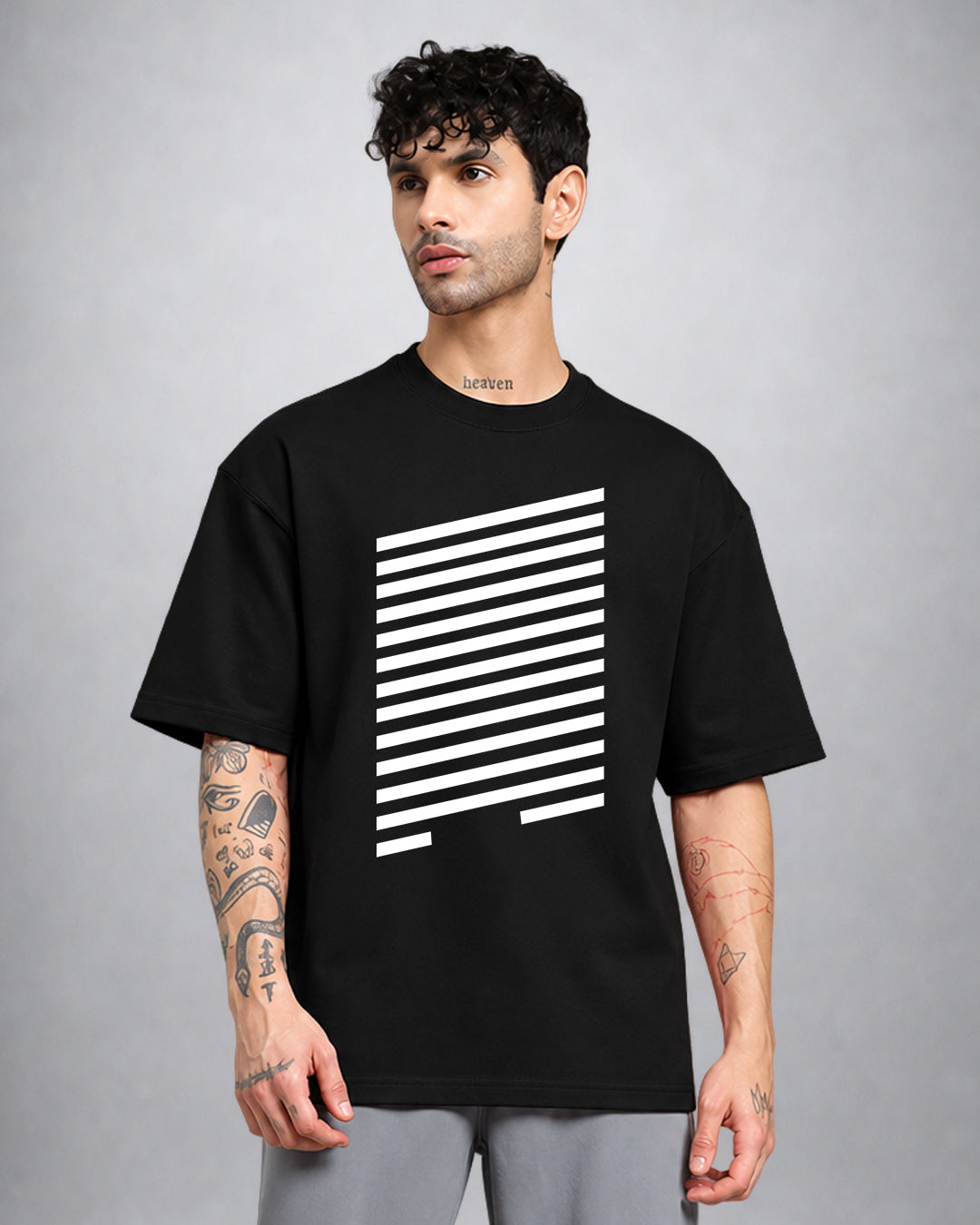 Minimal trippy psychedelic T-shirt in oversized fit by Opium Valley