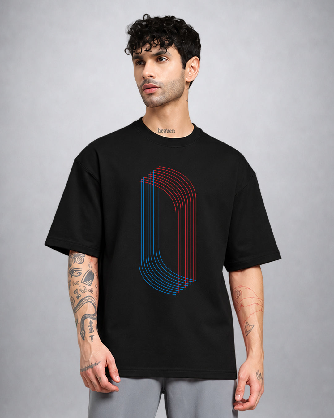 Overlap psychedelic t-shirt in oversized fit, trippy graphic streetwear tee by Opium Valley