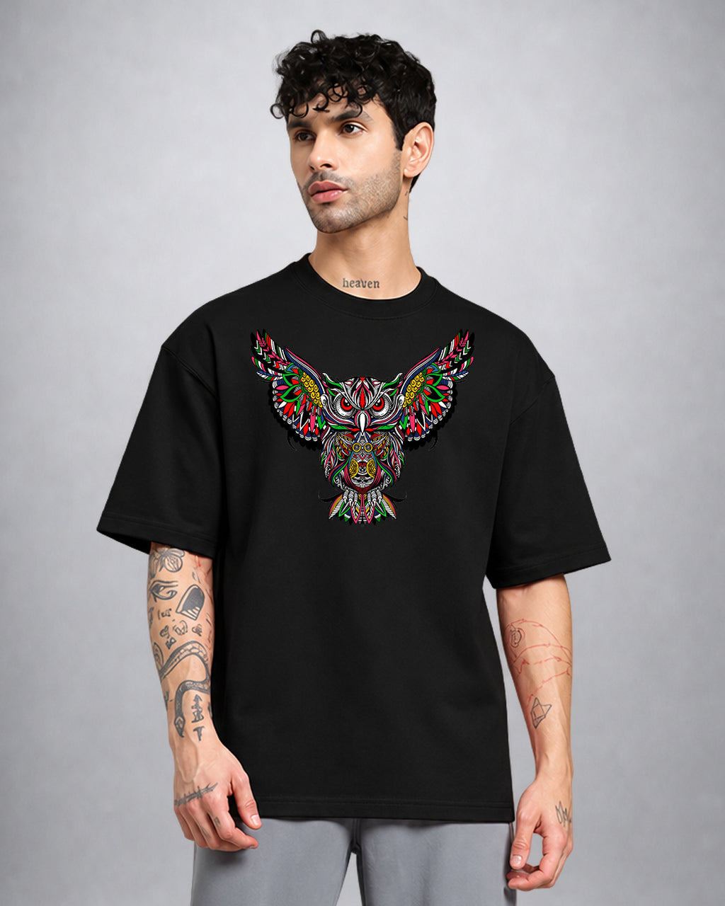 Psychedelic Owl trippy T-shirt oversized fit by Opium Valley