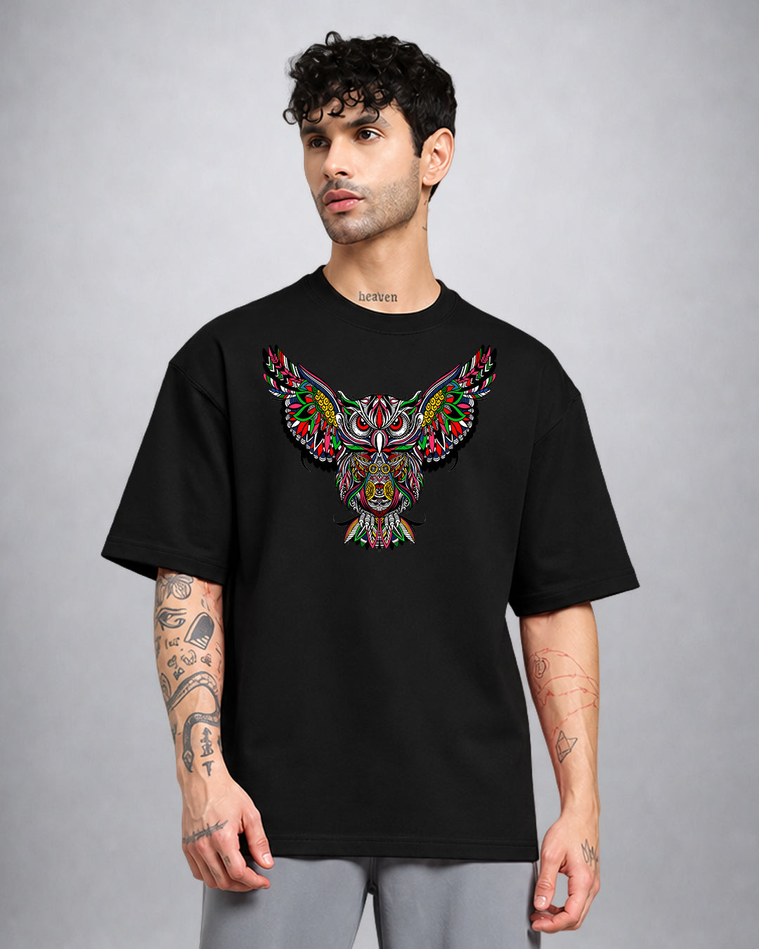 Psychedelic Owl trippy T-shirt oversized fit by Opium Valley