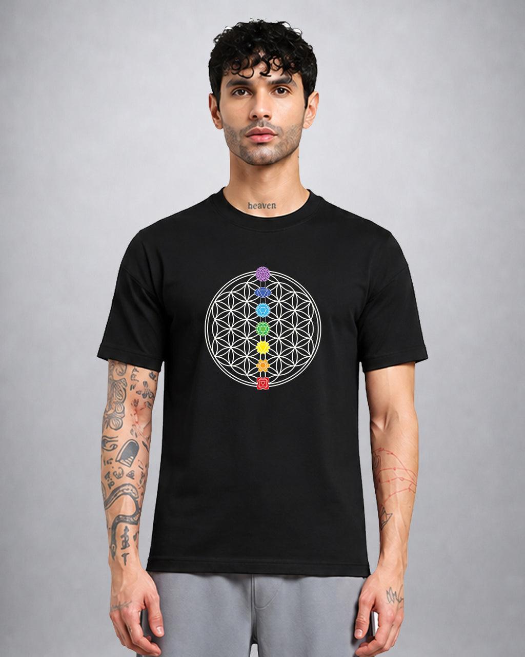 Seven Chakras psychedelic T-shirt regular fit with mystical chakra graphic by Opium Valley
