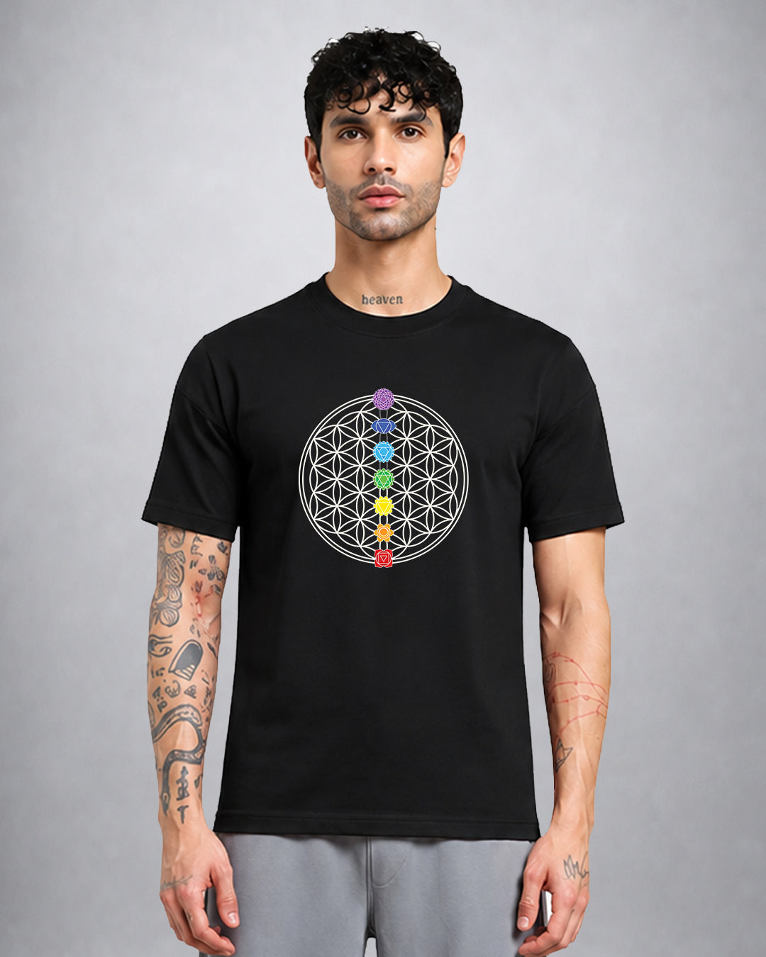 Seven Chakras psychedelic T-shirt regular fit with mystical chakra graphic by Opium Valley