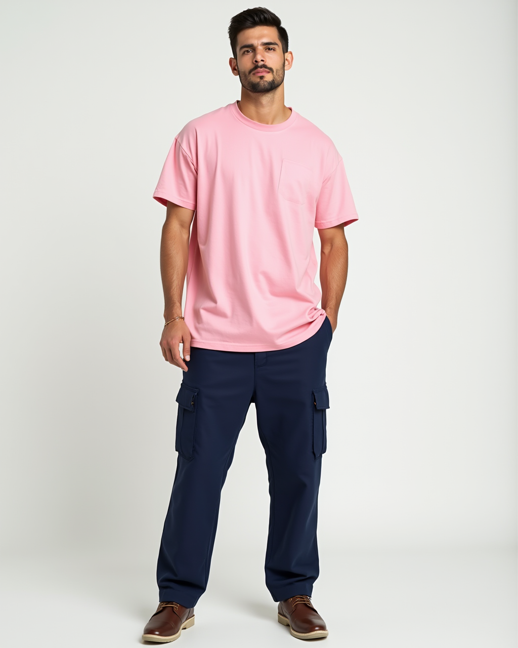 Classic pink 240GSM oversize T-shirt, designed for a relaxed fit and all-day comfort. A perfect mix of style and durability