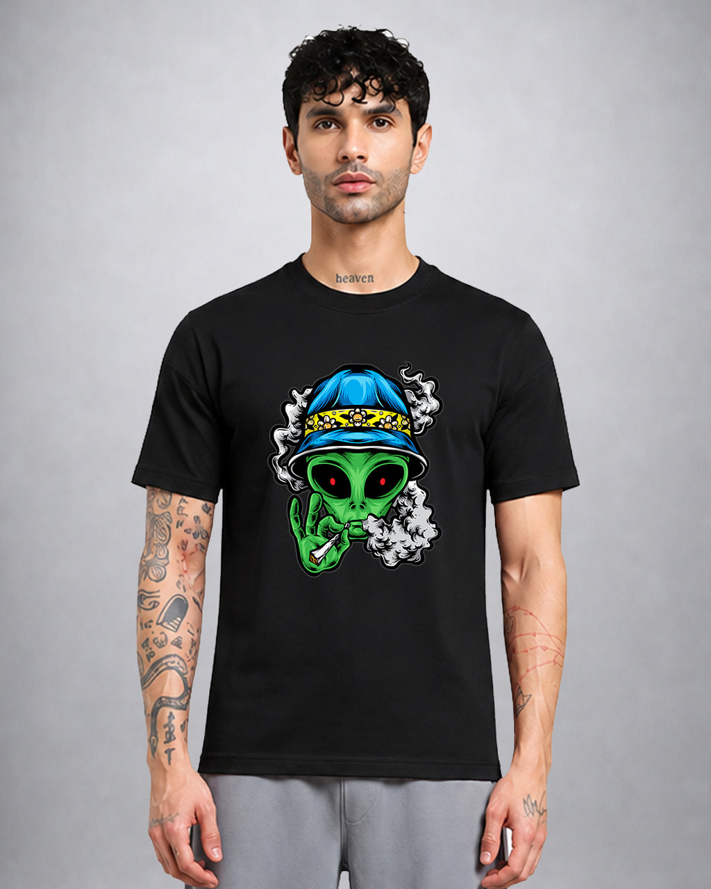 Stoner Alien psychedelic trippy T-shirt regular fit with cosmic alien graphic by Opium Valley
