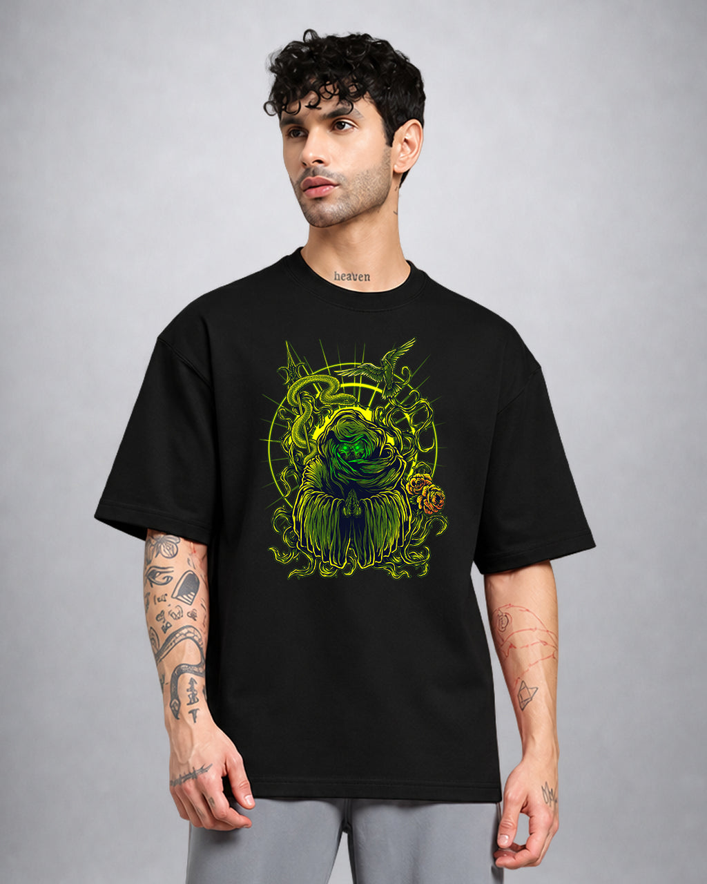The Prayer trippy T-shirt in oversized fit with mystical psychedelic graphic by Opium Valley