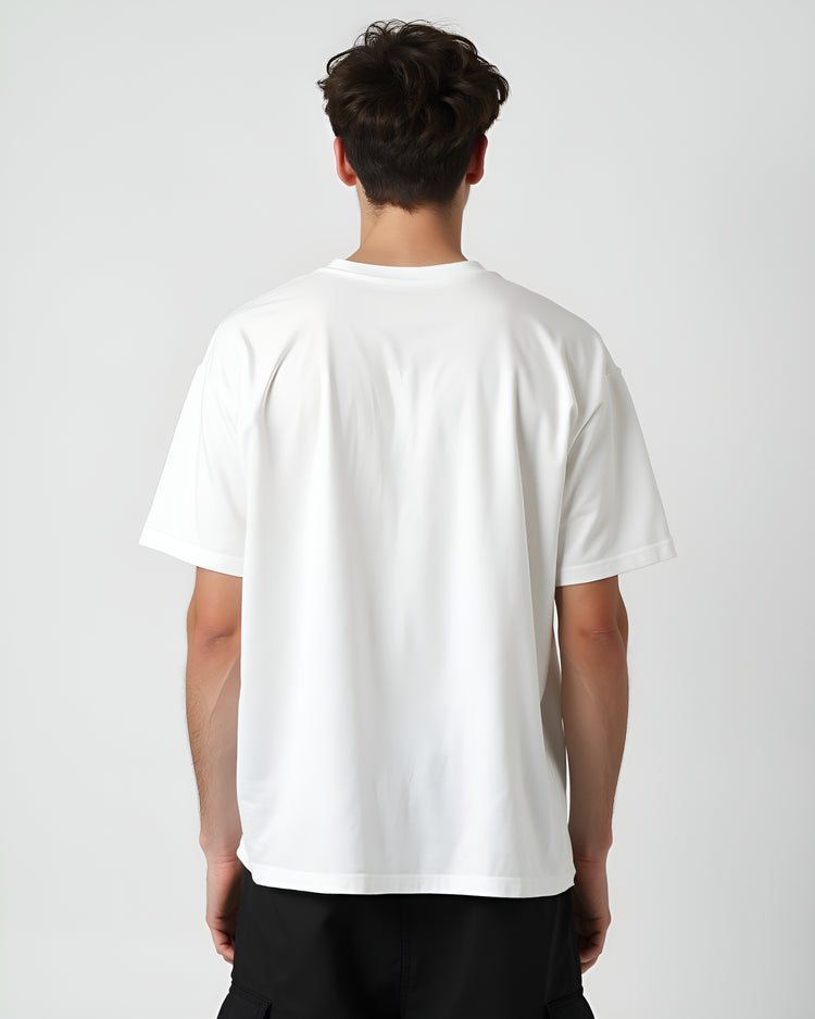 Back View of Opium Valley White Oversized T-Shirt