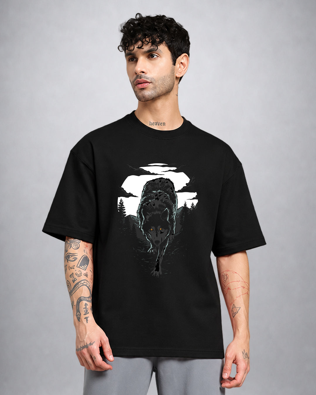 Wild Wolf psychedelic T-shirt oversized fit by Opium Valley