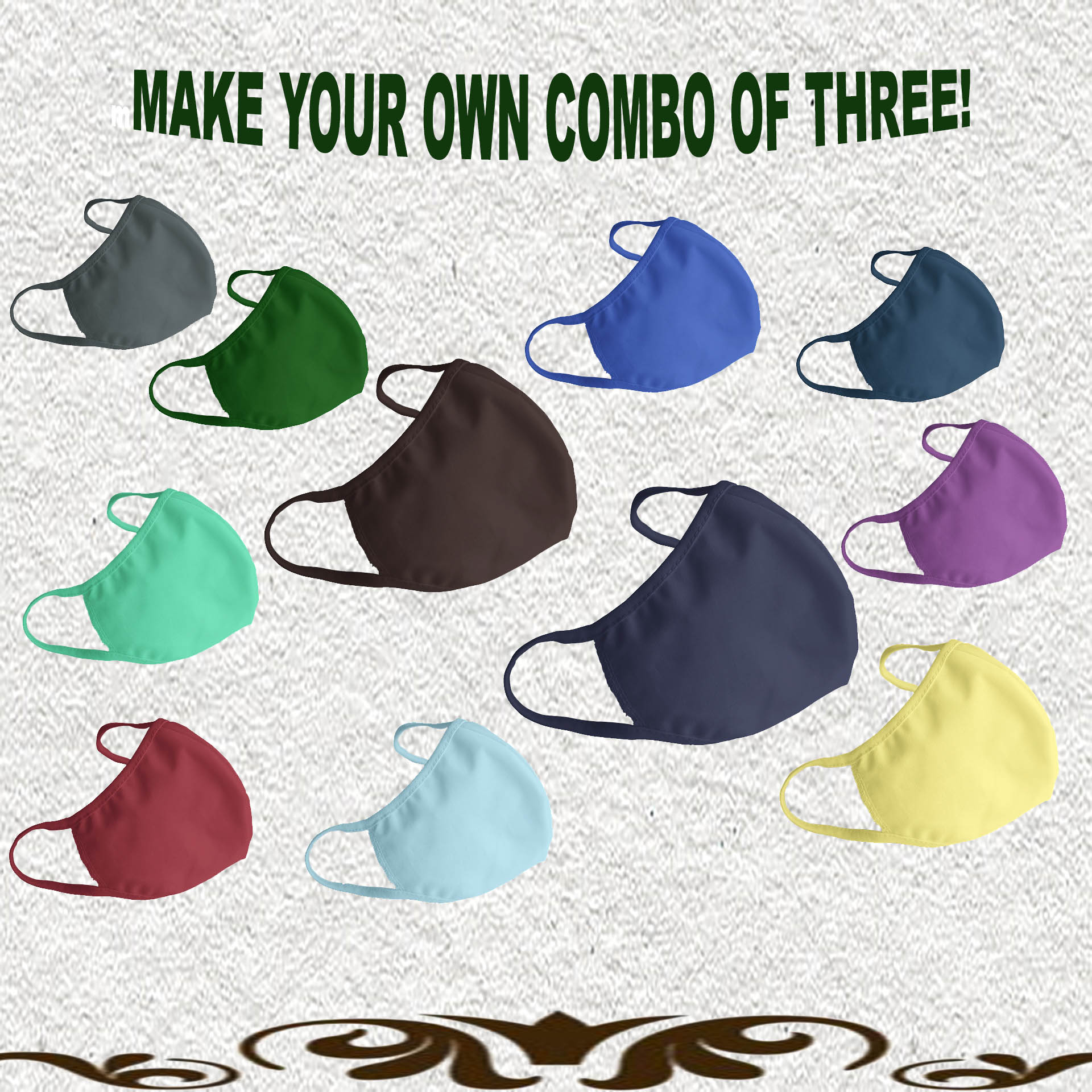 PLAIN FACE MASK (2-layer) : MAKE YOUR OWN COMBO OF THREE