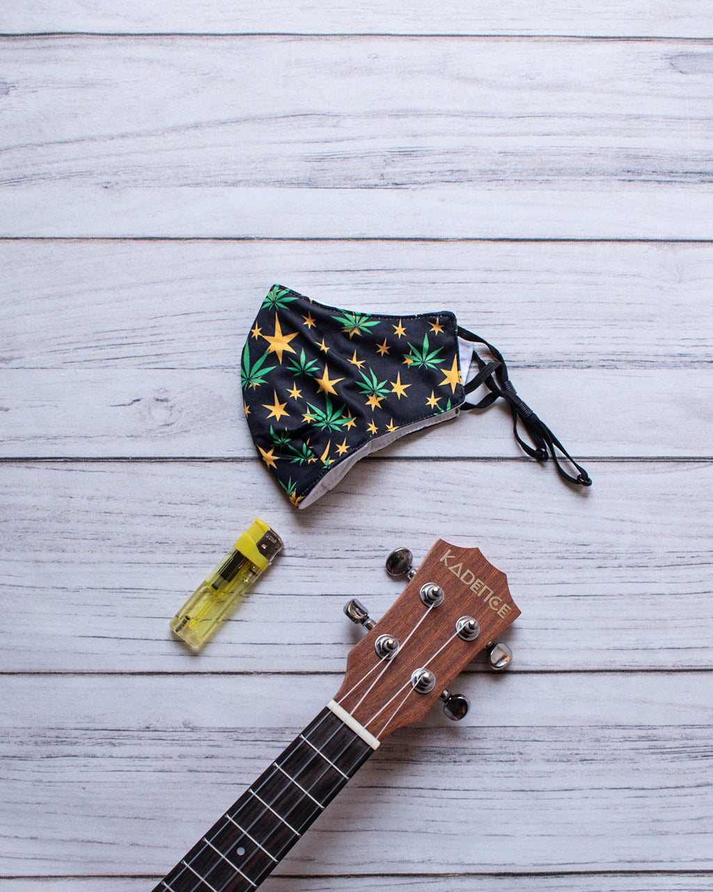 Designer Face Mask (3-layer with filter pocket & Nose Clip & Adjustable Earloop): CANNABIS