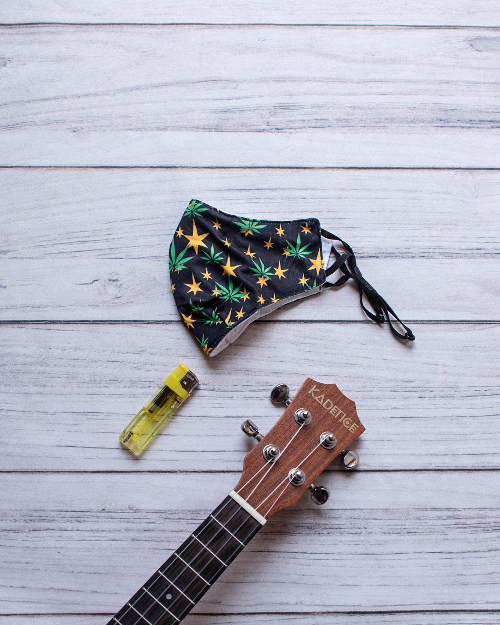 Designer Face Mask (3-layer with filter pocket & Nose Clip & Adjustable Earloop): CANNABIS