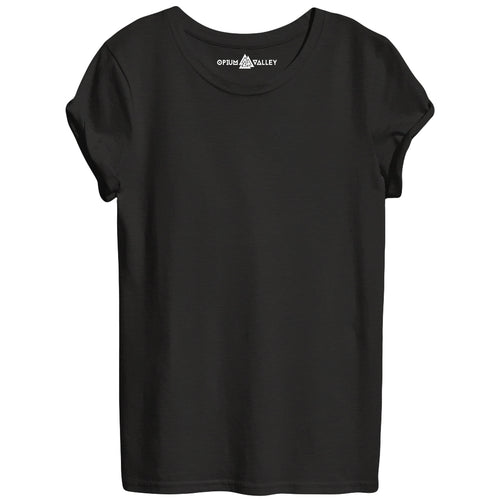 Black - Round Neck T-Shirt For Women - Opium Valley