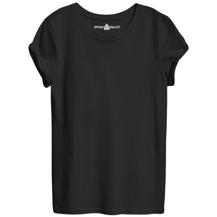 Black - Round Neck T-Shirt For Women