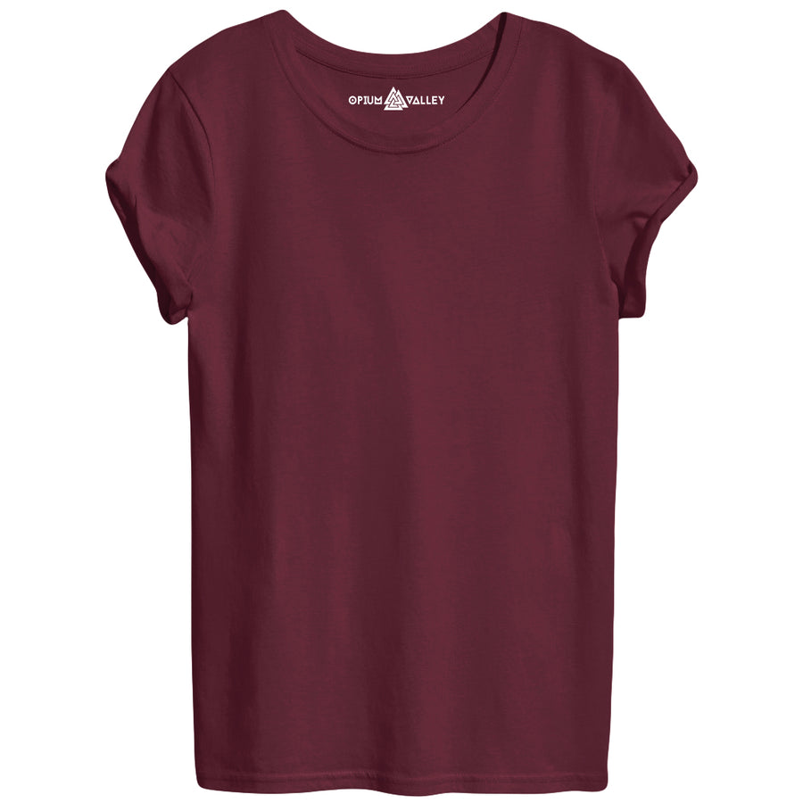 Burgandy - Round Neck T-Shirt For Women