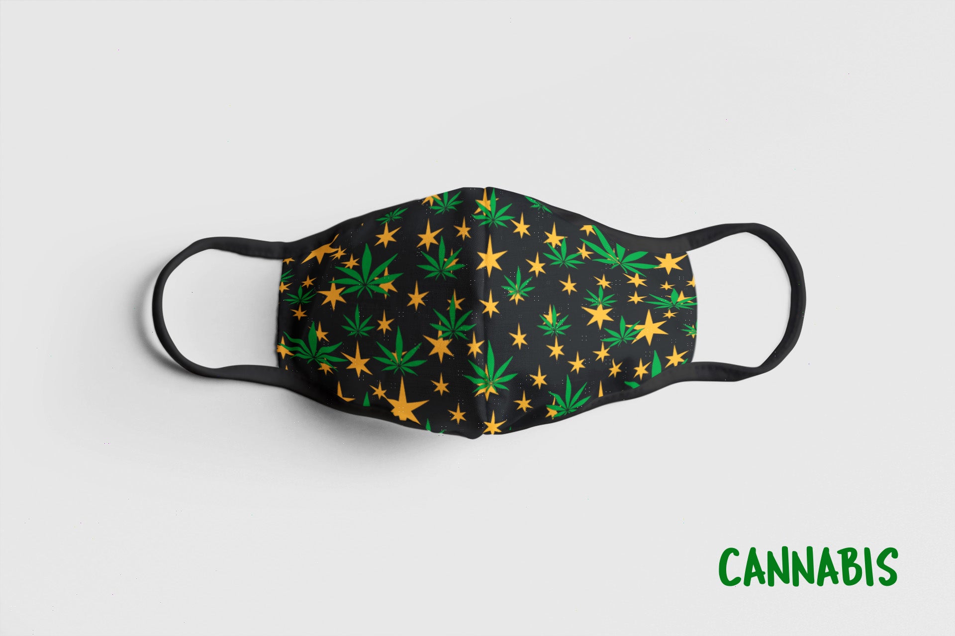 Designer Face Mask (3-layer with filter pocket & Nose Clip & Adjustable Earloop): CANNABIS