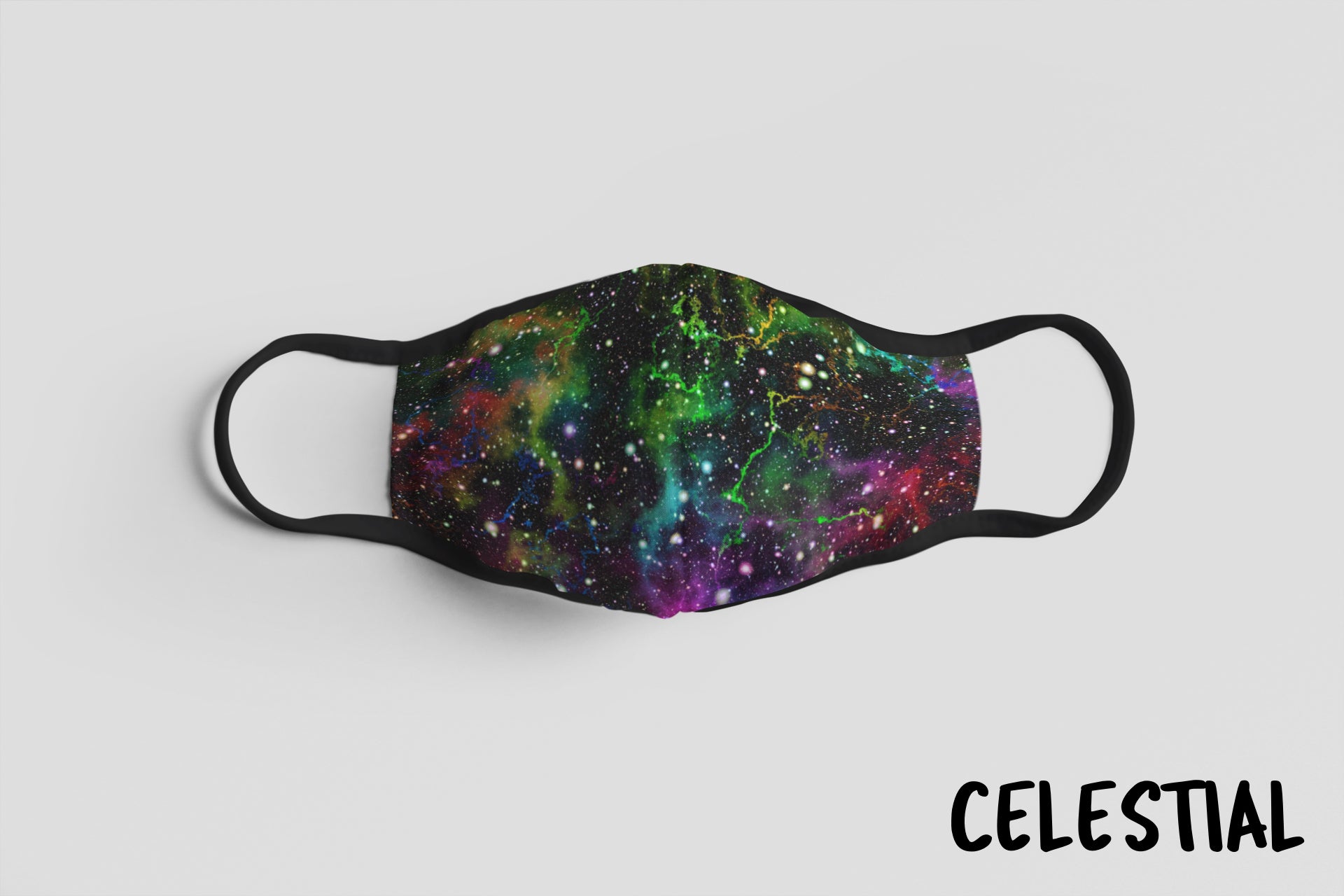 Designer Face Mask (3-layer with filter pocket, Nose Clip & Adjustable Earloop): CELESTIAL