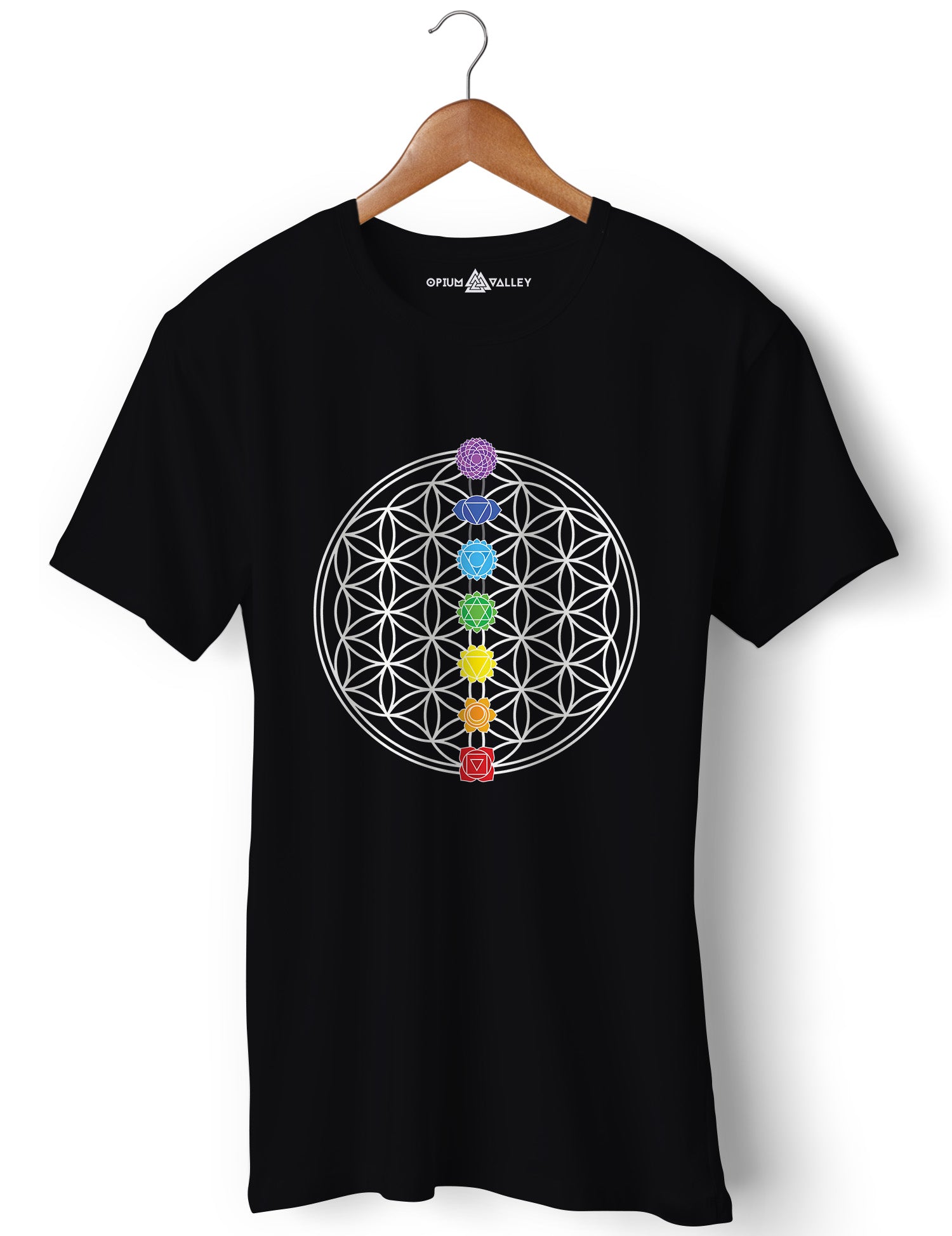 Men's Seven Chakras Graphic T-Shirt - Colorful Chakra Design