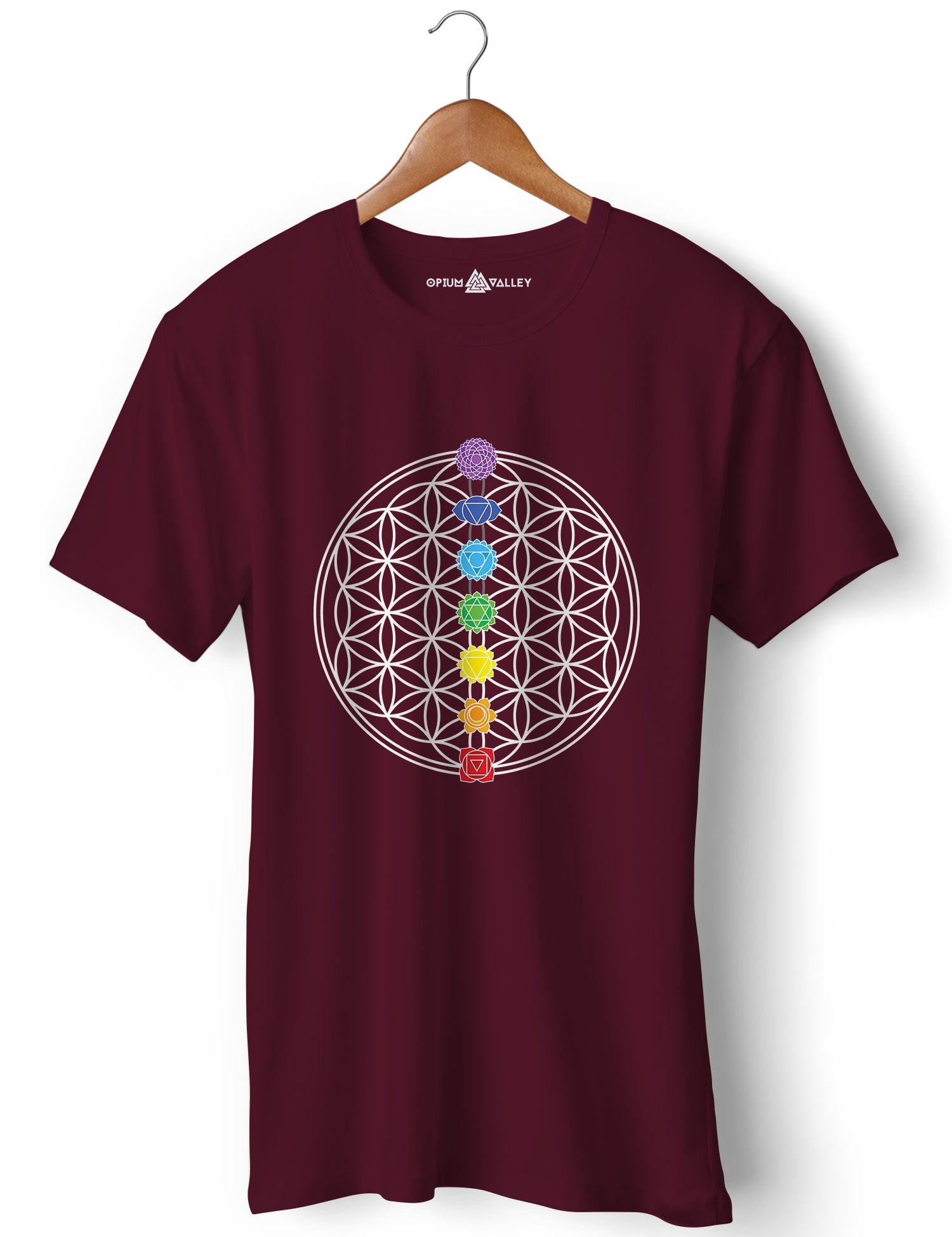 Seven Chakras T-shirt worn during yoga practice