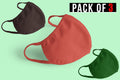 PLAIN MASK COMBO (2-layer): COFFEE BROWN, BRICK RED, BOTTLE GREEN