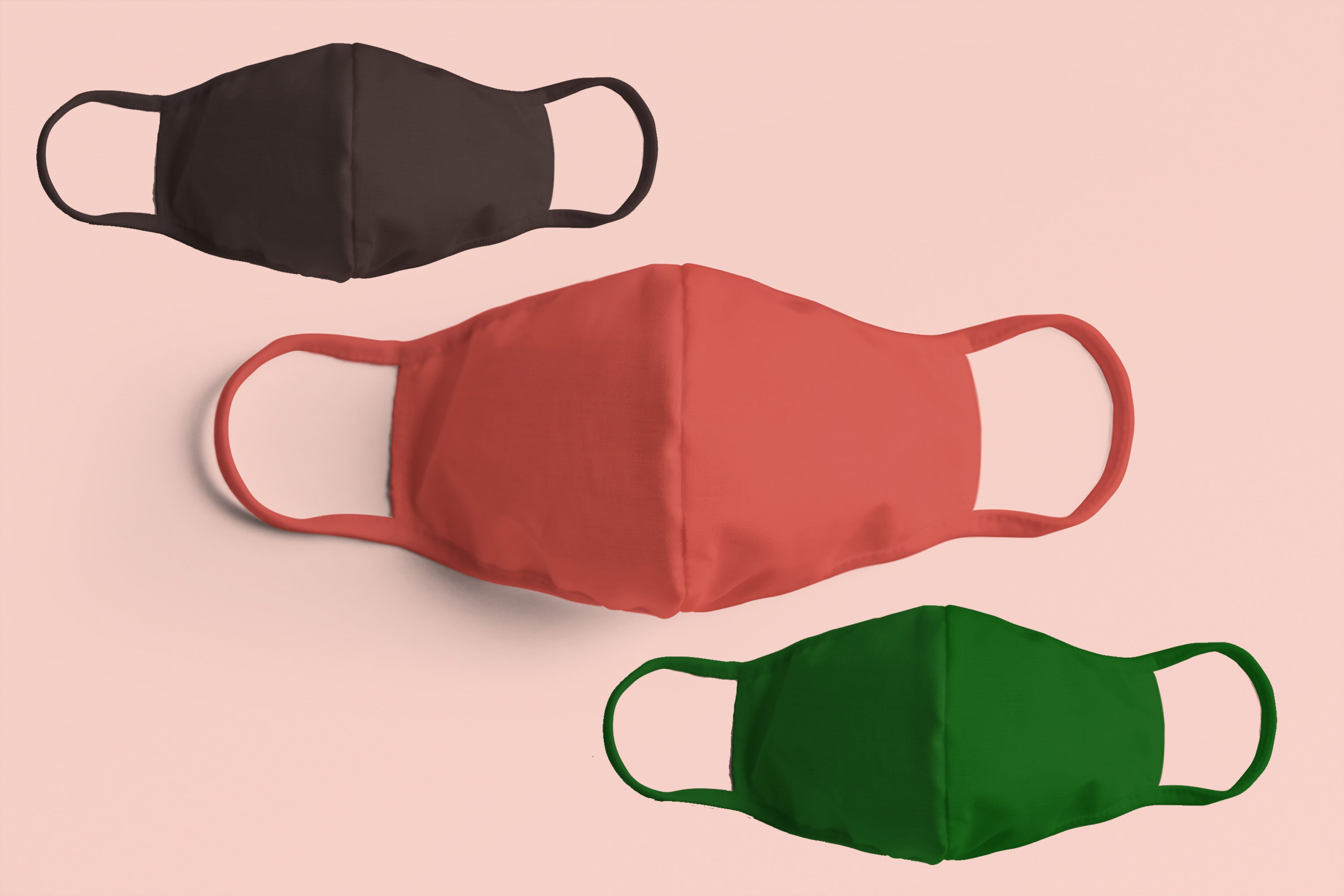 PLAIN MASK COMBO (2-layer): COFFEE BROWN, BRICK RED, BOTTLE GREEN