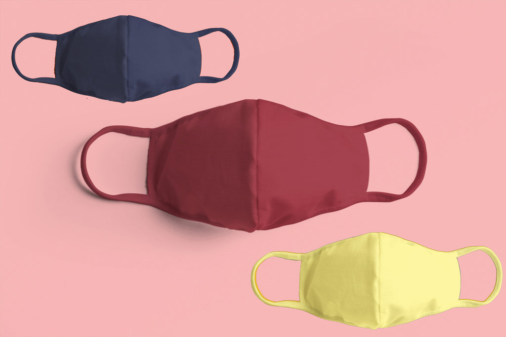 PLAIN MASK COMBO (2-layer): NAVY BLUE, MAROON, LEMON YELLOW