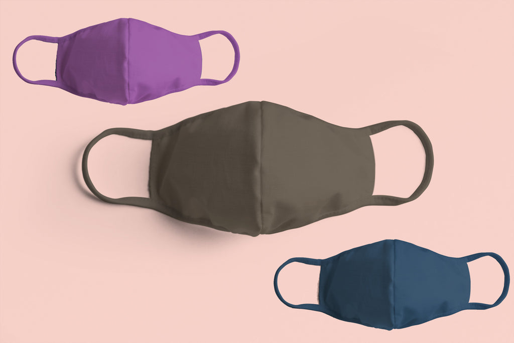 PLAIN MASK COMBO (2-layer): PURPLE, OLIVE GREEN, PETROL BLUE
