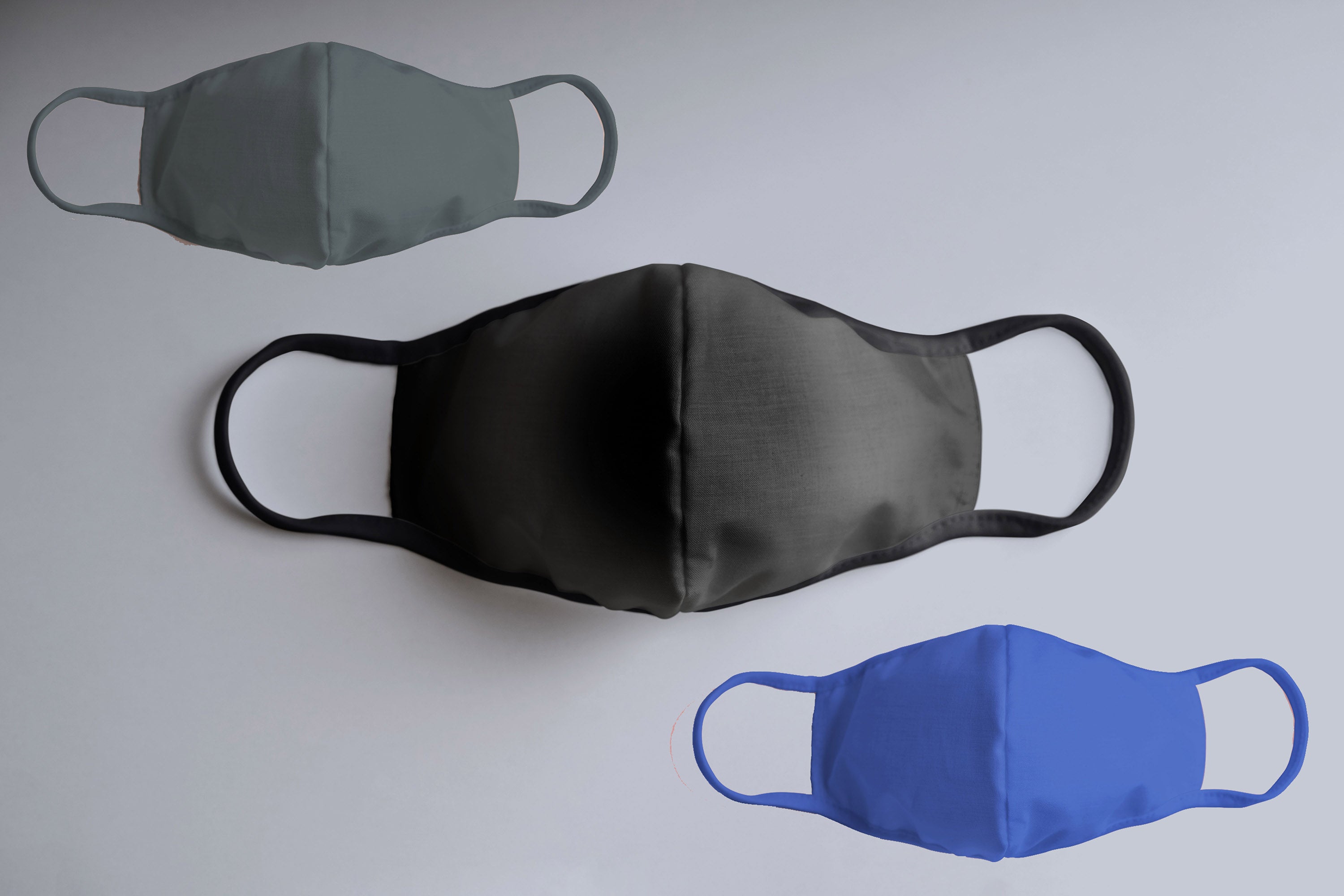PLAIN MASK COMBO (2-layer): STEEL GREY, BLACK, ROYAL BLUE