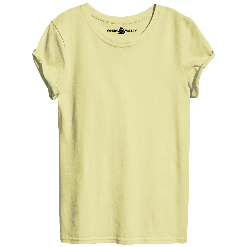 Cream - Round Neck T-Shirt For Women - Opium Valley