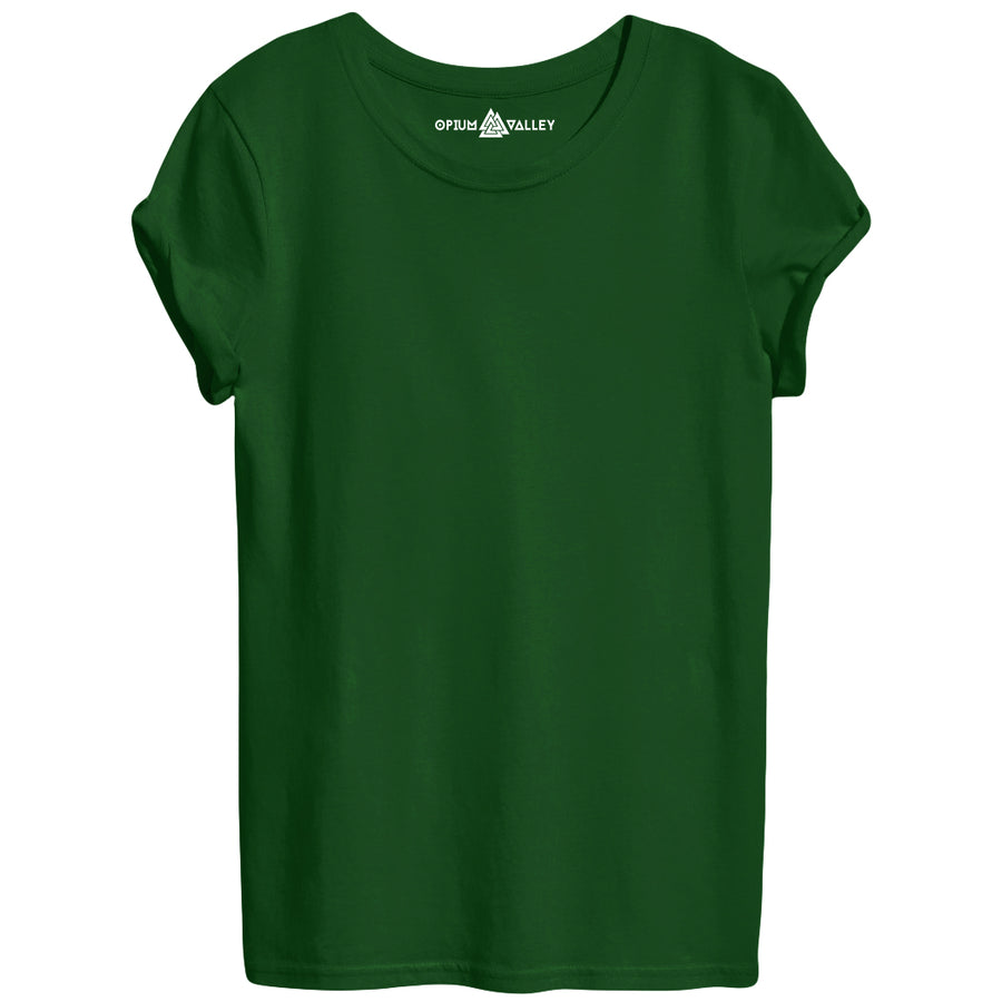 Dark Green - Round Neck T-Shirt For Women