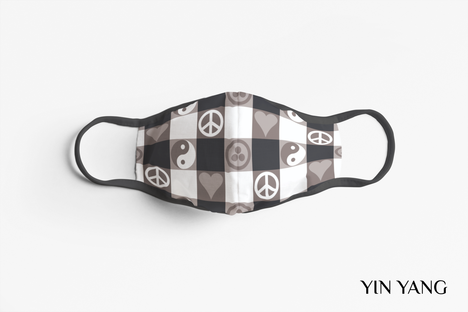 Designer Face Mask (3-layer with filter pocket, Nose Clip & Adjustable earloop): YIN YANG