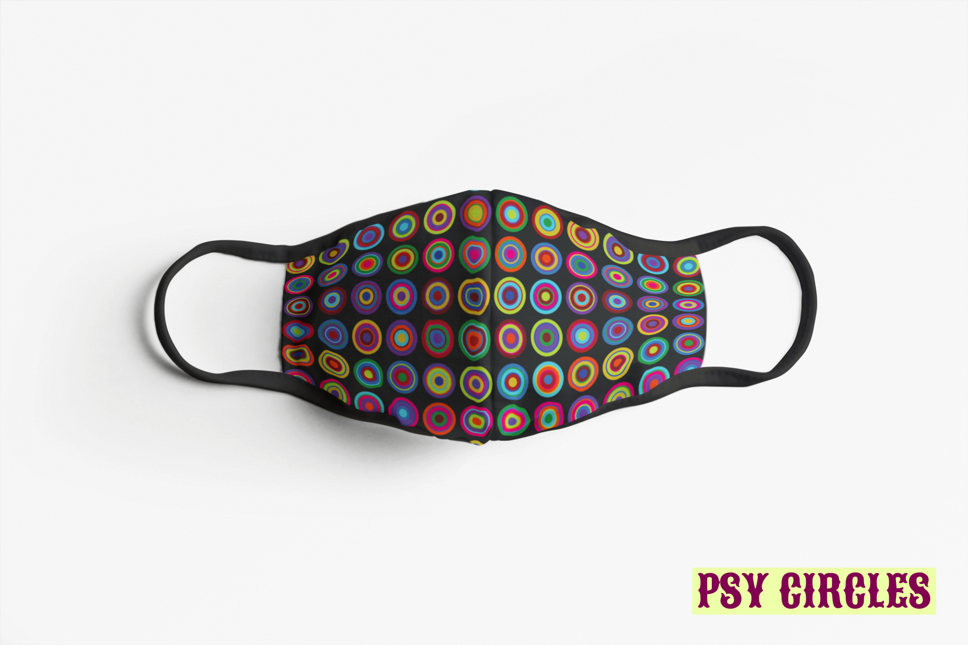 Designer Face Mask (3-layer with filter pocket, Nose Clip & Adjustable earloop): PSY CIRCLES