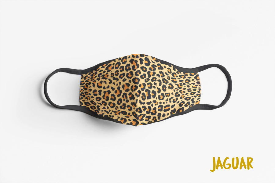 Designer Face Mask (3-layer with filter pocket & Nose Clip & Adjustable earloop): JAGUAR