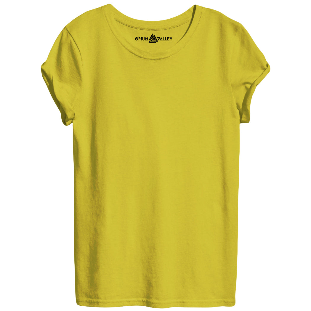 Yellow - Round Neck T-Shirt For Women - Opium Valley