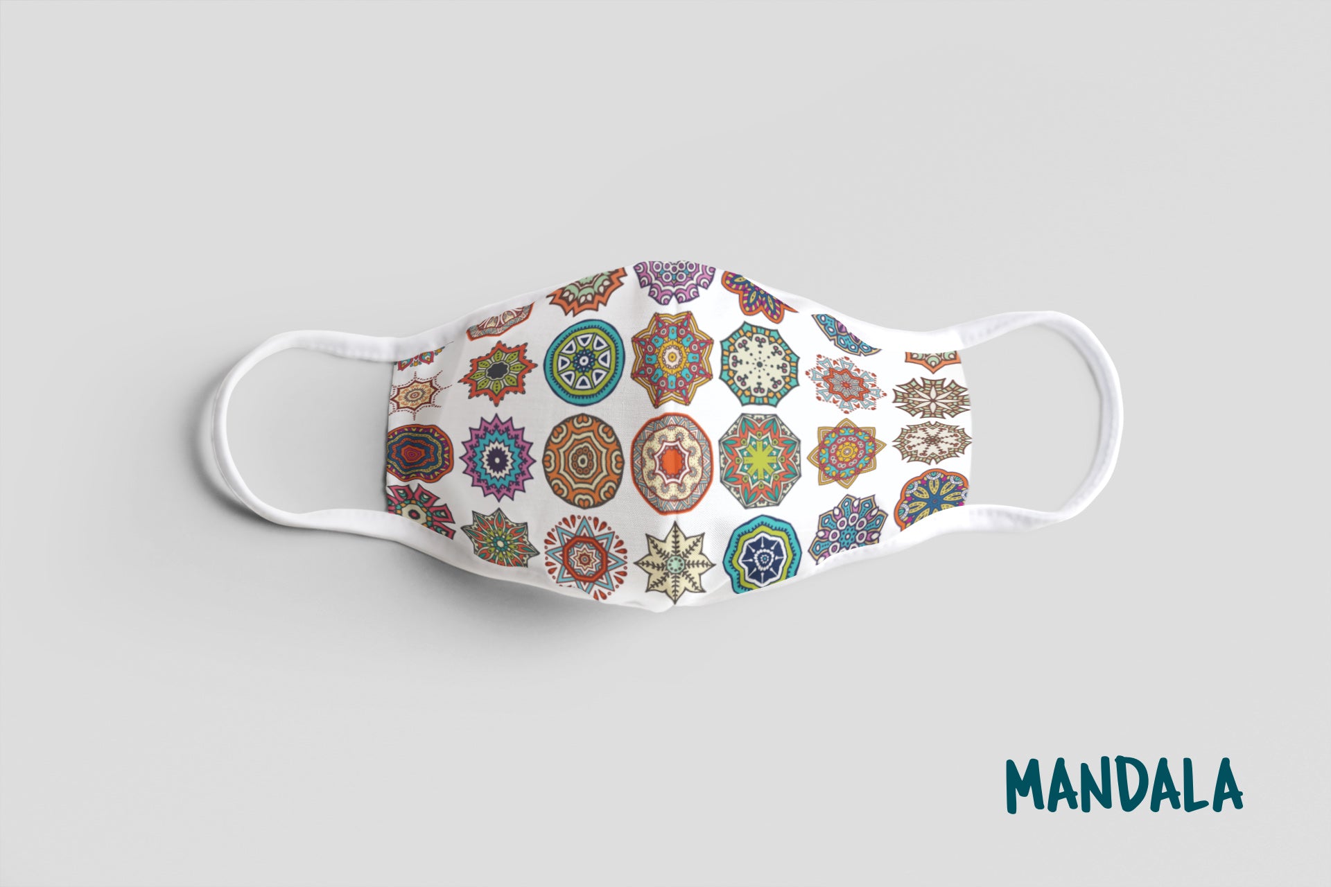 Designer Face Mask (3-layer with filter pocket, Nose Clip & Adjustable Earloop): MANDALA