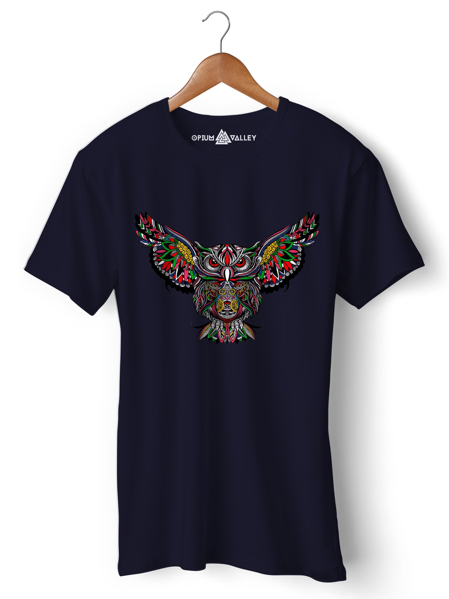Psychedelic Owl Graphic T-Shirt - Detailed and Colorful Design