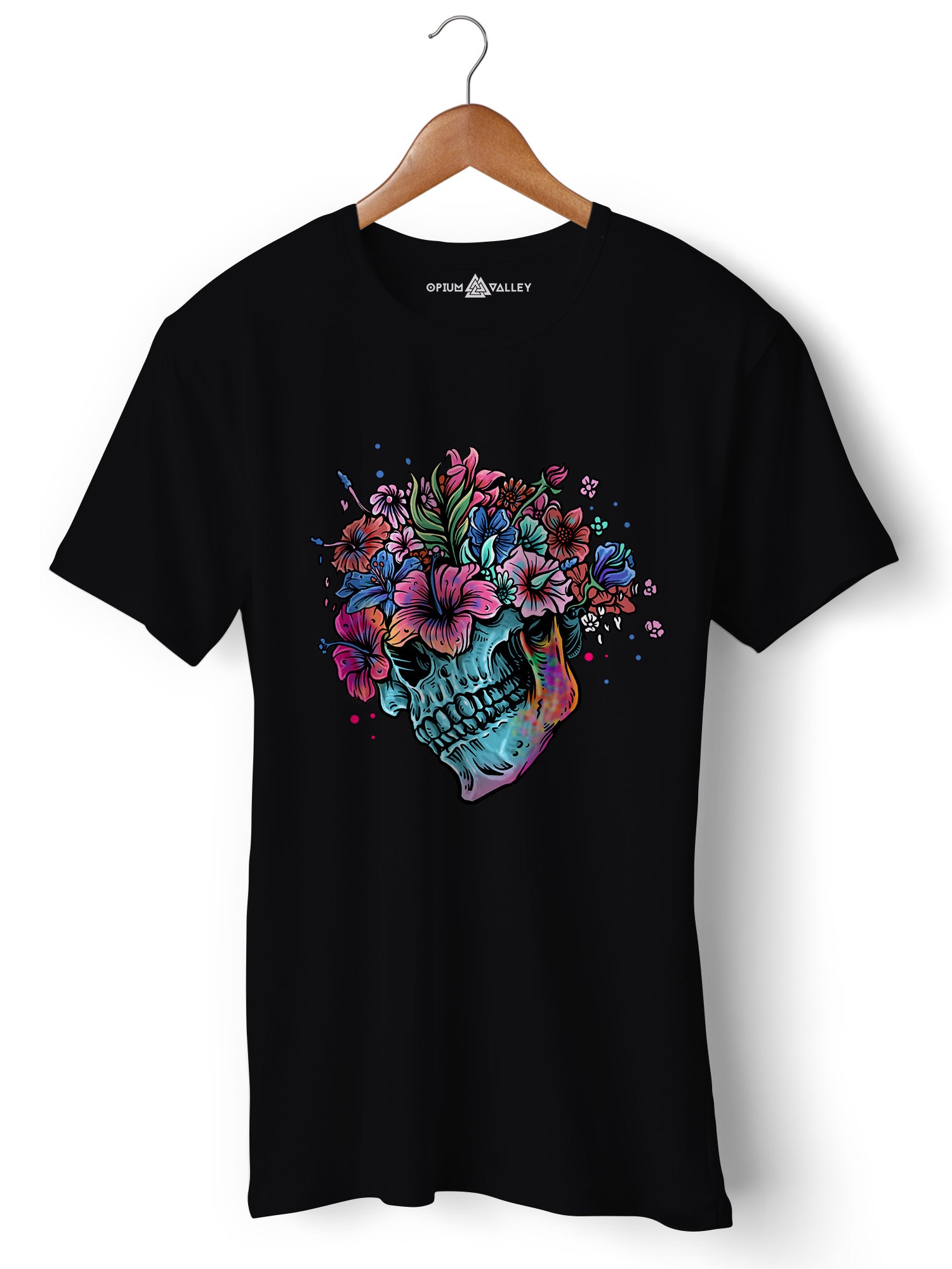 Roses & Skulls  - Round Neck T-Shirt