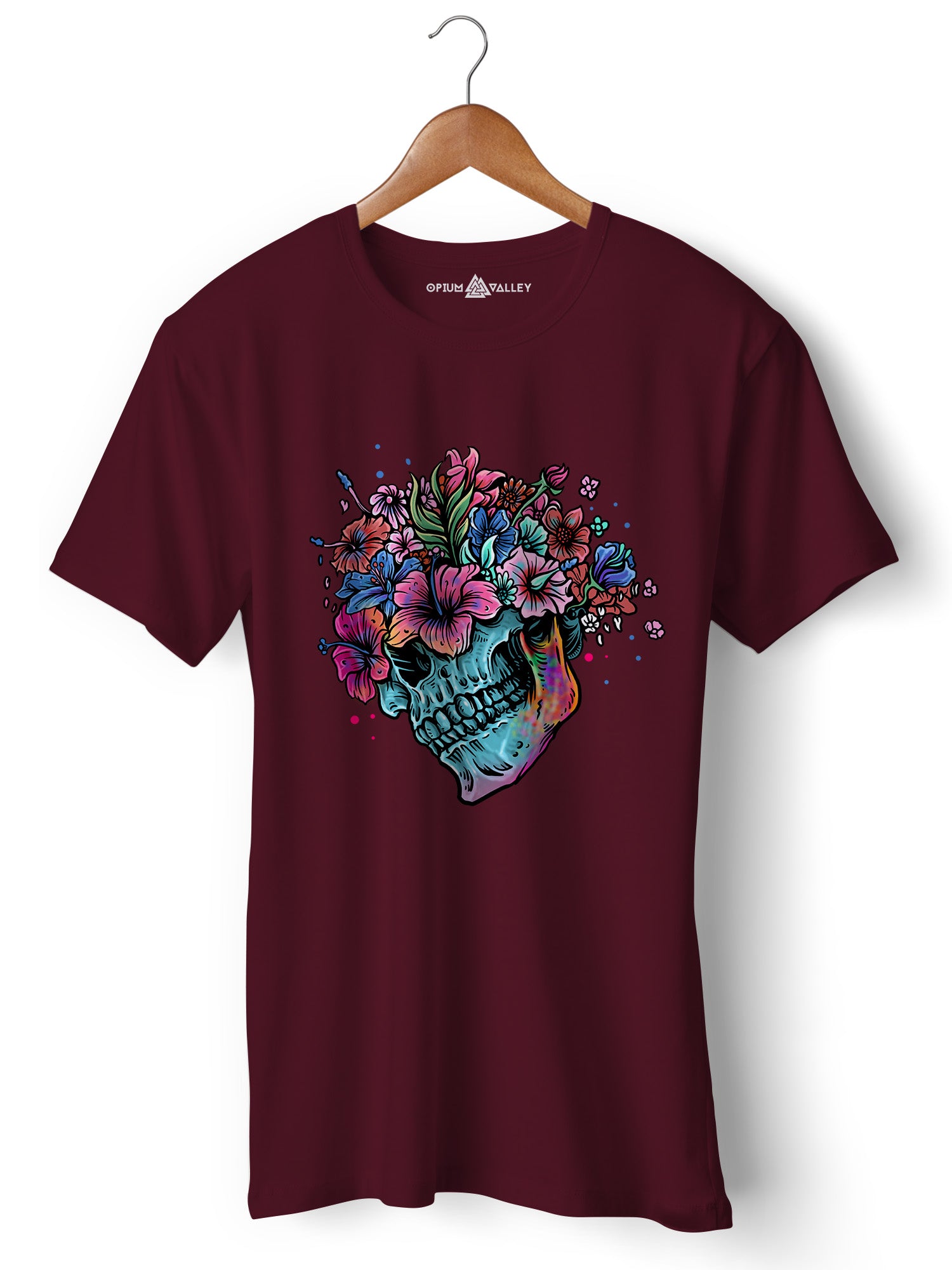 Roses & Skulls  - Round Neck T-Shirt