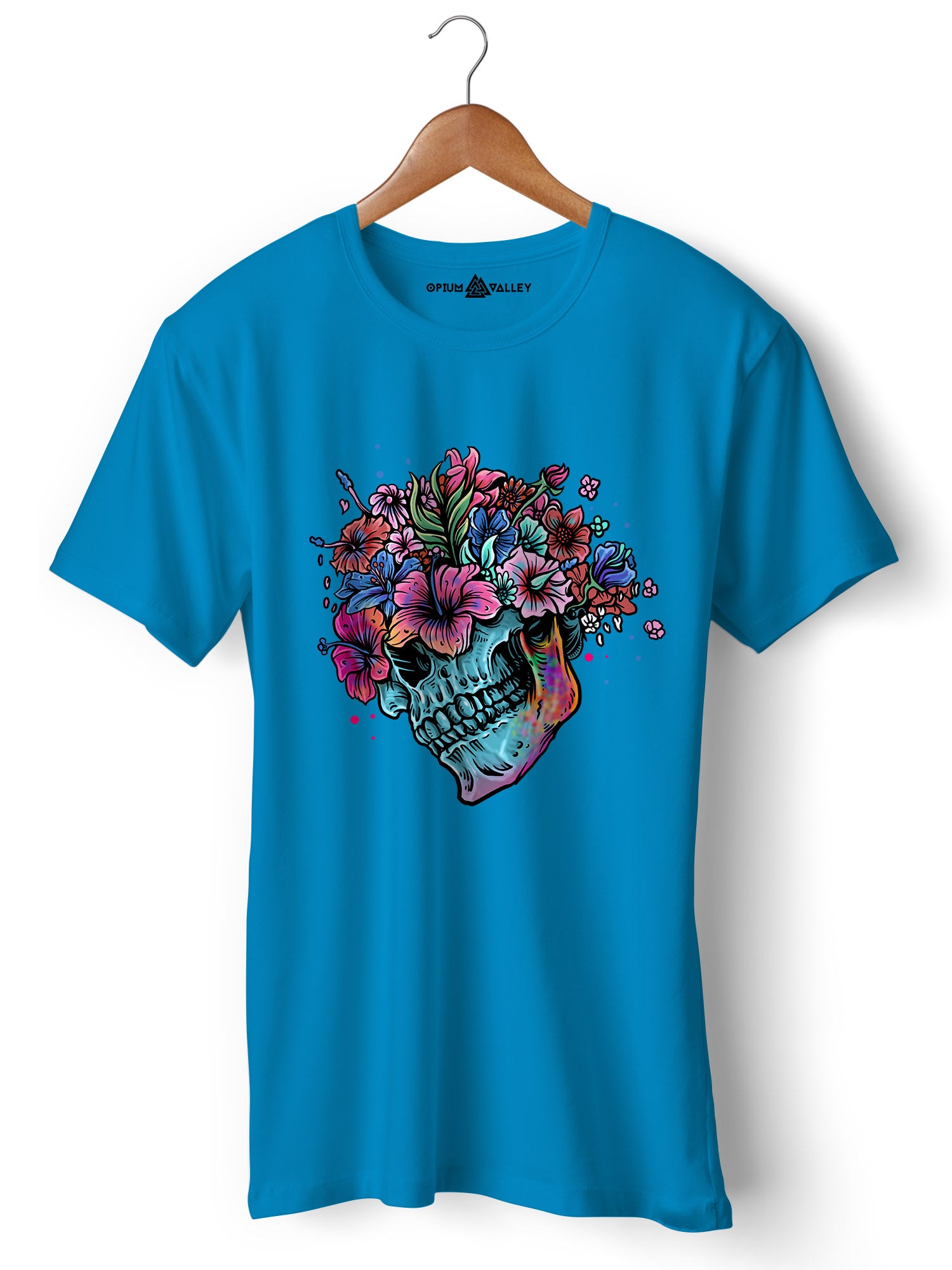 Roses & Skulls  - Round Neck T-Shirt