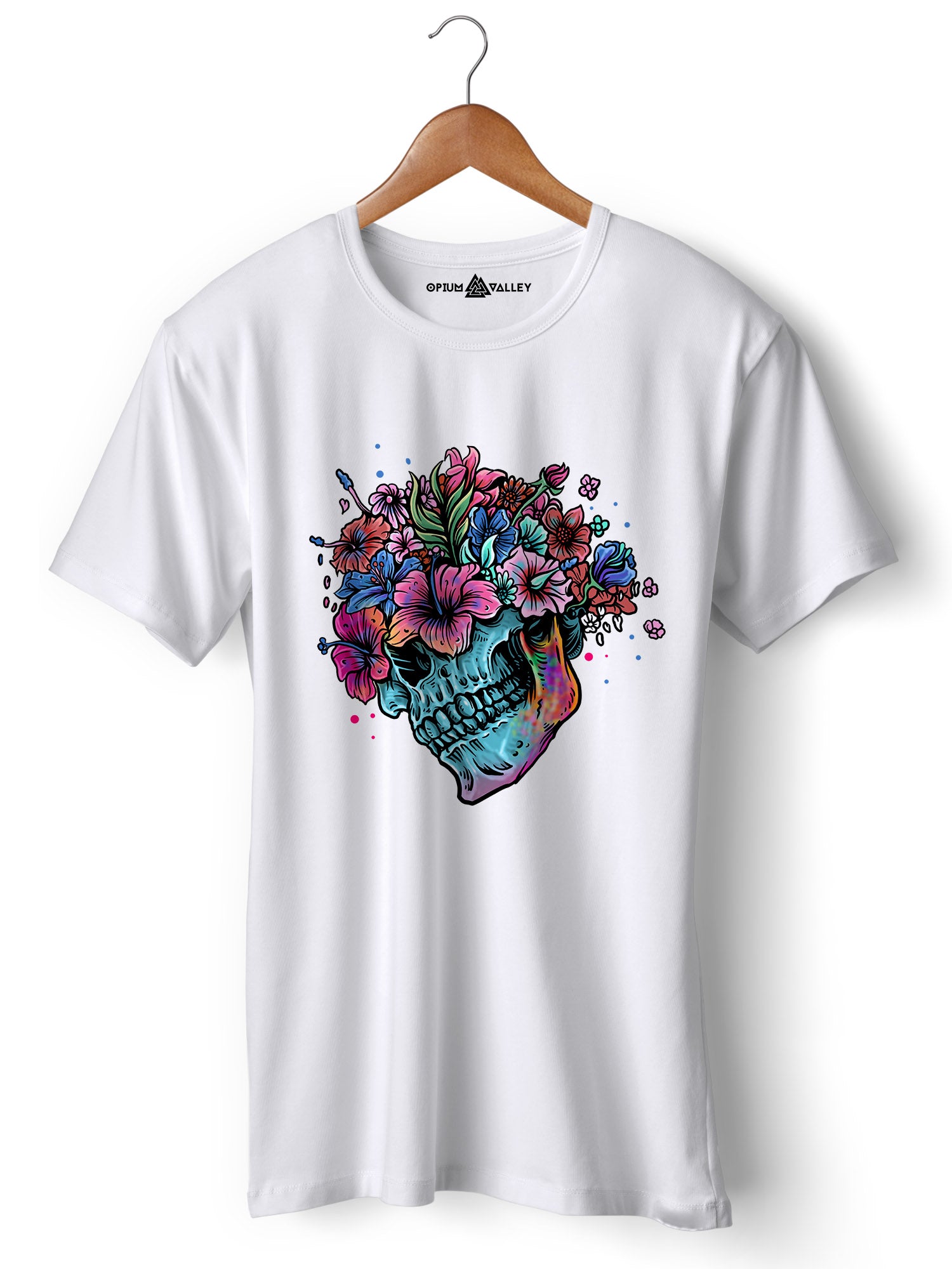 Roses & Skulls  - Round Neck T-Shirt
