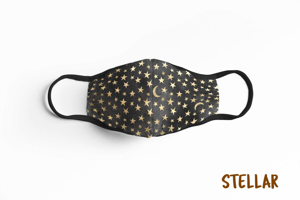 Designer Face Mask (3-layer with filter pocket & Nose Clip & Adjustable earloop): STELLAR